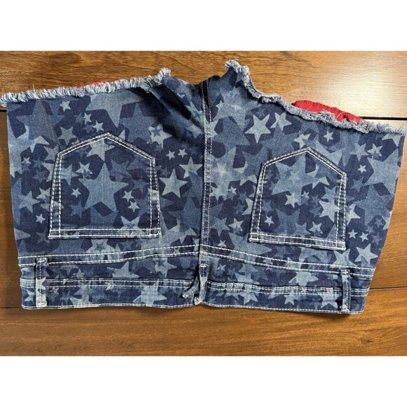 Patriotic Short Shorts Denim W Stars And Red Trim Size 15 Junior - Picture 3 of 6